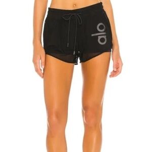 Alo Yoga Ambience Short with ALO graphic and build in spandex XS